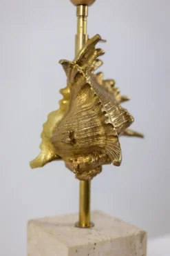 Best Pamono Gilded Bronze Shell Lamp from Maison Charles, France, 1970s
