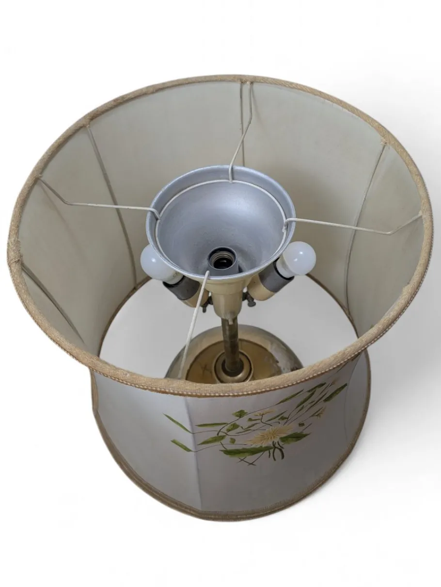 Best Pamono Gilded Ceramic Table Lamp with Floral Decoration by Ghinza, 1970s