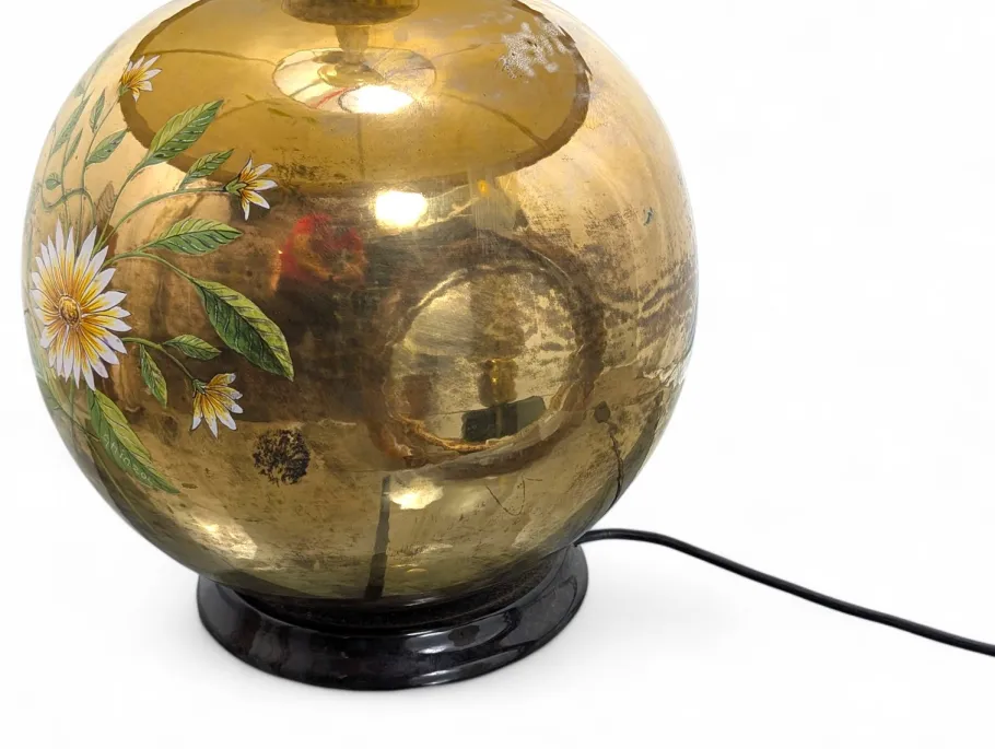 Best Pamono Gilded Ceramic Table Lamp with Floral Decoration by Ghinza, 1970s