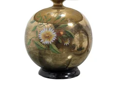 Best Pamono Gilded Ceramic Table Lamp with Floral Decoration by Ghinza, 1970s