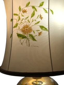 Best Pamono Gilded Ceramic Table Lamp with Floral Decoration by Ghinza, 1970s