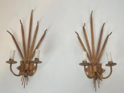 Hot Pamono Gilded Ear of Wheat Wall Lights in the style of Coco Chanel, Set of 2