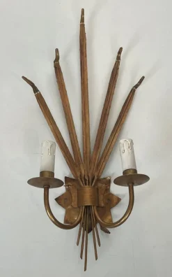 Hot Pamono Gilded Ear of Wheat Wall Lights in the style of Coco Chanel, Set of 2