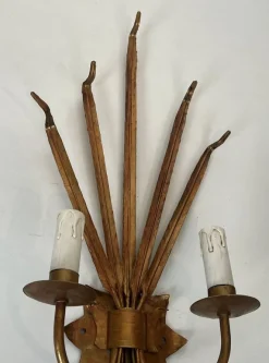 Hot Pamono Gilded Ear of Wheat Wall Lights in the style of Coco Chanel, Set of 2