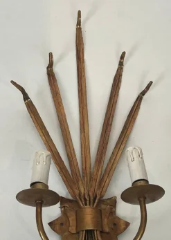 Hot Pamono Gilded Ear of Wheat Wall Lights in the style of Coco Chanel, Set of 2