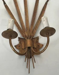 Hot Pamono Gilded Ear of Wheat Wall Lights in the style of Coco Chanel, Set of 2