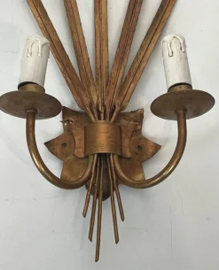 Hot Pamono Gilded Ear of Wheat Wall Lights in the style of Coco Chanel, Set of 2