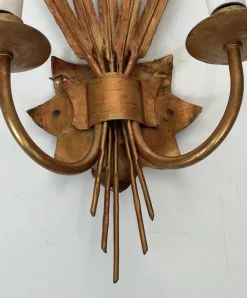 Hot Pamono Gilded Ear of Wheat Wall Lights in the style of Coco Chanel, Set of 2