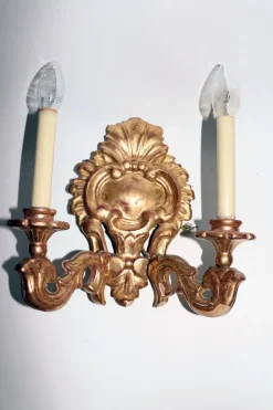 Online Pamono Gilded Wooden Sconce, 1900s