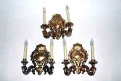 Online Pamono Gilded Wooden Sconce, 1900s