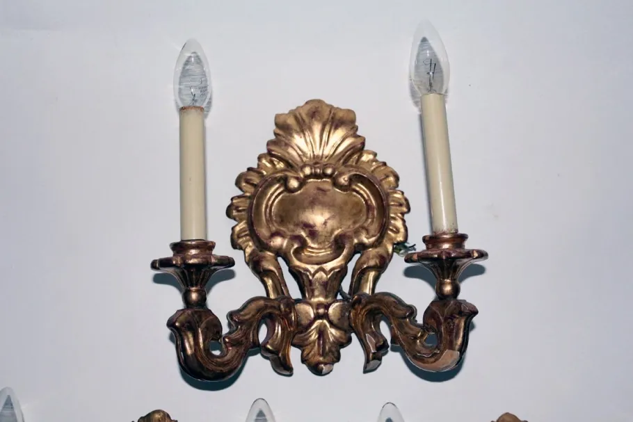 Online Pamono Gilded Wooden Sconce, 1900s