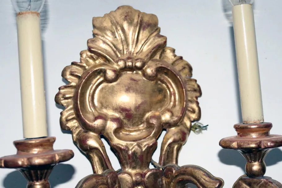 Online Pamono Gilded Wooden Sconce, 1900s