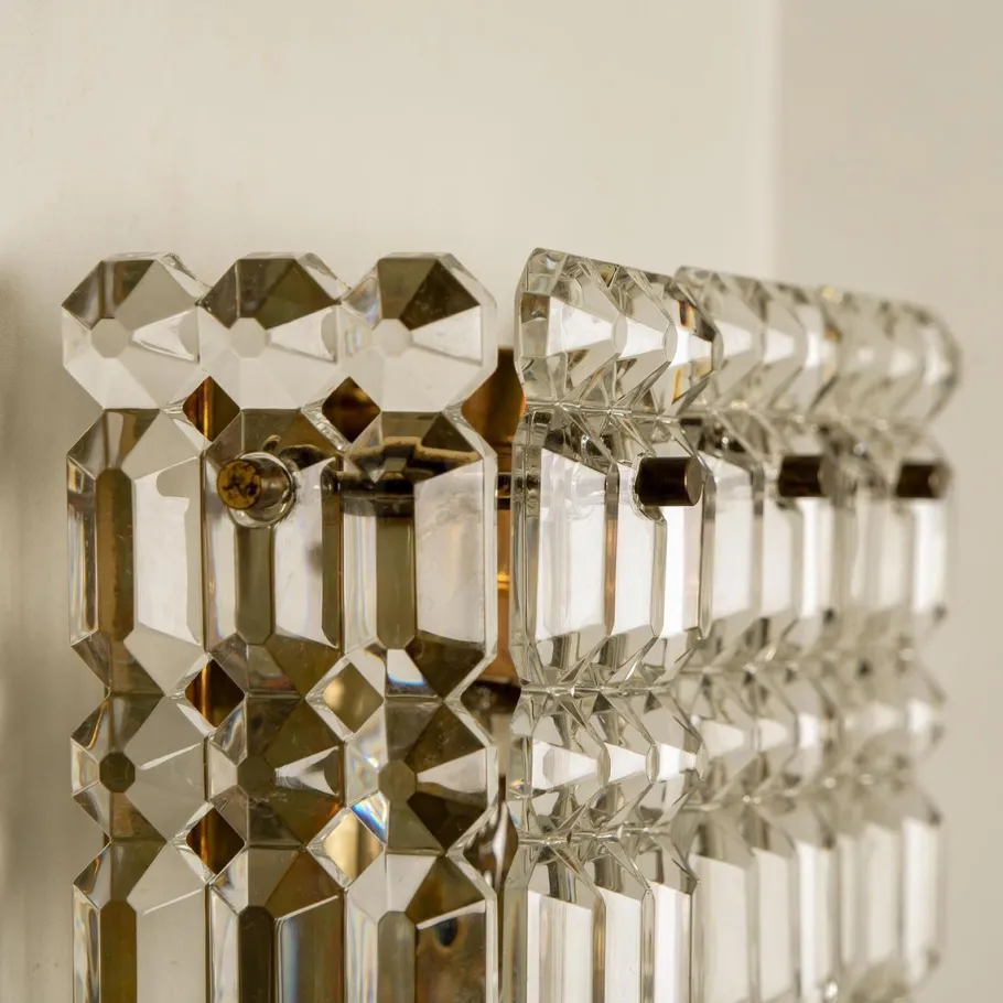 Clearance Pamono Gilt Brass, Metal & Crystal Glass Sconces Wall Lights from Kinkeldey, 1960s, Set of 2