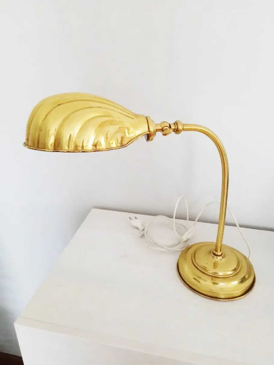 Best Pamono Gilt Brass Shell Shaped Flexo Lamp, 1950s