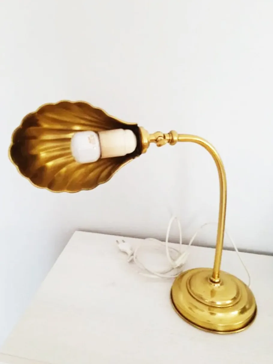 Best Pamono Gilt Brass Shell Shaped Flexo Lamp, 1950s