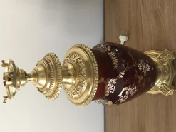 New Pamono Gilt Bronze & Earthenware Living Room Table Lamps, 19th Century, Set of 2