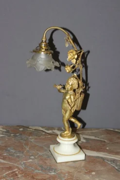 Outlet Pamono Gilt Bronze Angel Lamp, 1900s