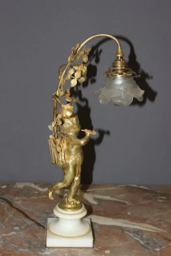 Outlet Pamono Gilt Bronze Angel Lamp, 1900s