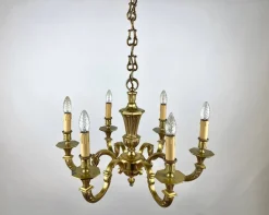 Online Pamono Gilt Bronze Chandelier, France, 1960s