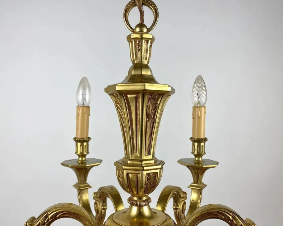 Online Pamono Gilt Bronze Chandelier, France, 1960s