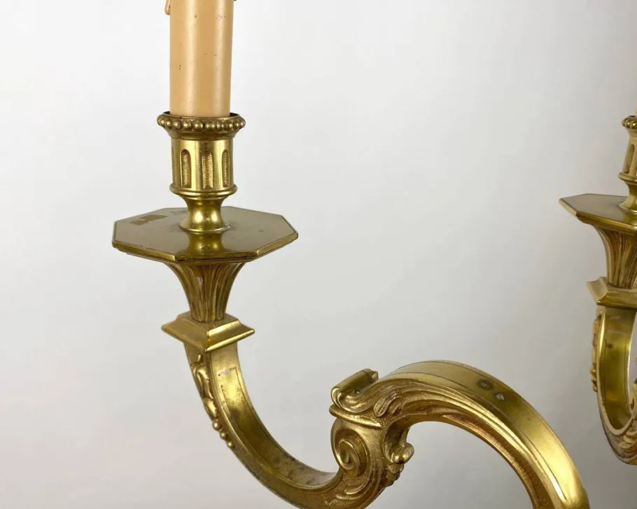 Online Pamono Gilt Bronze Chandelier, France, 1960s