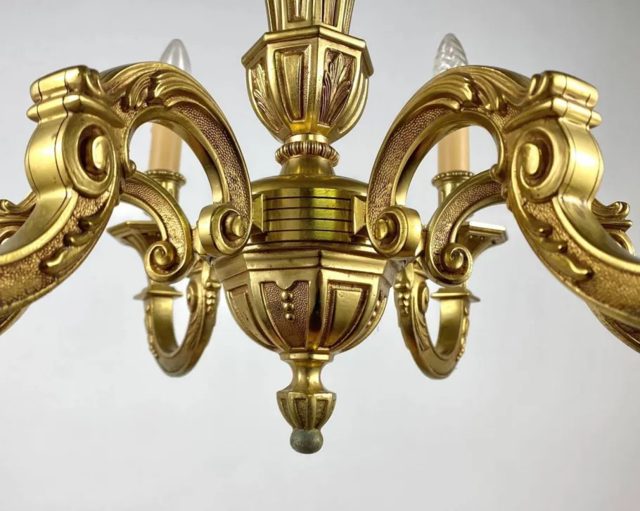 Online Pamono Gilt Bronze Chandelier, France, 1960s