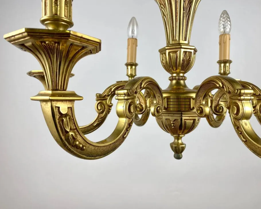 Online Pamono Gilt Bronze Chandelier, France, 1960s