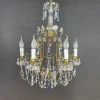 Best Pamono Gilt Iron Chandelier with Light Blue Crystals, 1950s