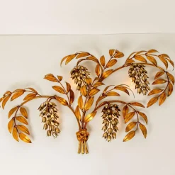 Best Pamono Gilt Metal Palm Tree Wall Fixture by Hans Kögl