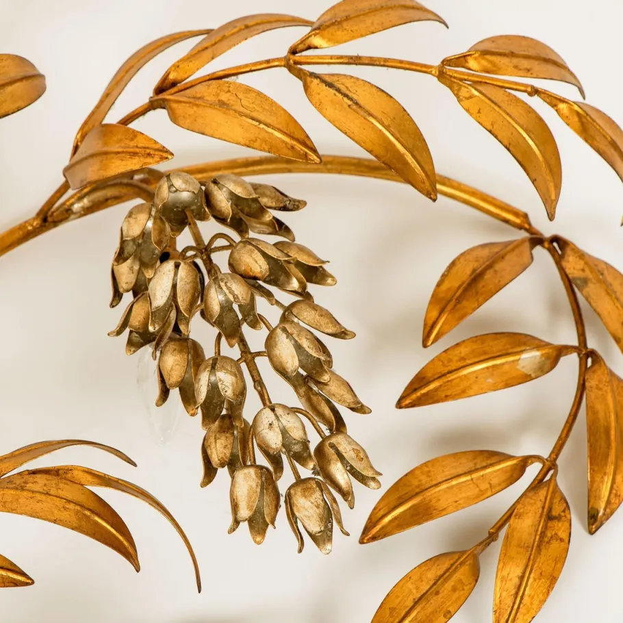 Best Pamono Gilt Metal Palm Tree Wall Fixture by Hans Kögl