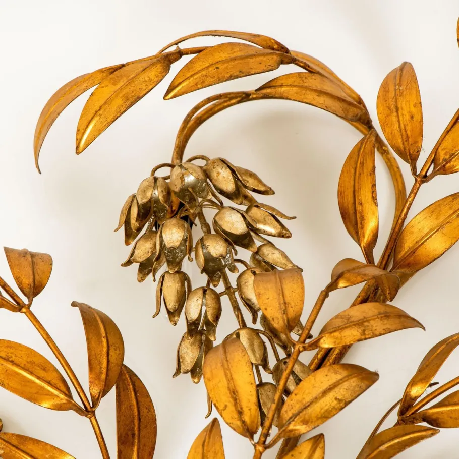 Best Pamono Gilt Metal Palm Tree Wall Fixture by Hans Kögl