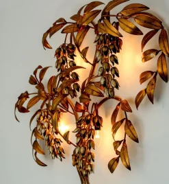 Best Pamono Gilt Metal Palm Tree Wall Fixture by Hans Kögl