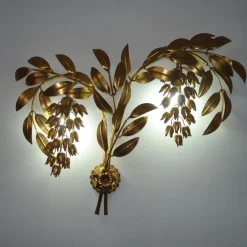 Best Pamono Gilt Metal Palm Tree Wall Light by Hans Kögl, 1970s, Set of 2