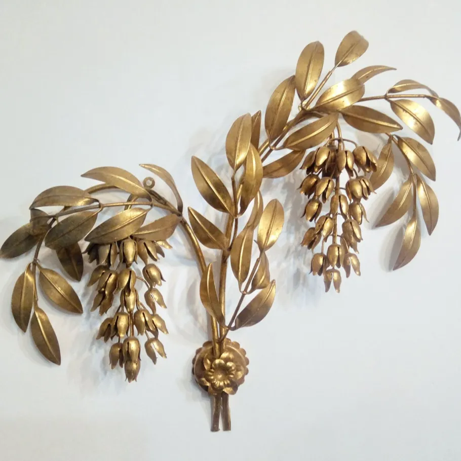 Best Pamono Gilt Metal Palm Tree Wall Light by Hans Kögl, 1970s, Set of 2