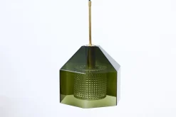 New Pamono Glass & Brass Pendant Lamp by Carl Fagerlund for Orrefors, 1960s