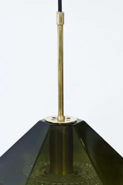 New Pamono Glass & Brass Pendant Lamp by Carl Fagerlund for Orrefors, 1960s