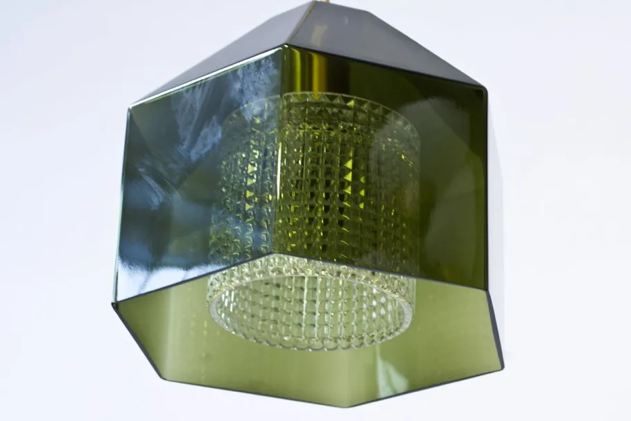 New Pamono Glass & Brass Pendant Lamp by Carl Fagerlund for Orrefors, 1960s