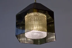 New Pamono Glass & Brass Pendant Lamp by Carl Fagerlund for Orrefors, 1960s