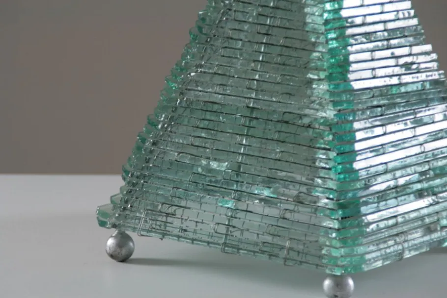 Online Pamono Glass & Metal Pyramid Table Lamp, 1970s