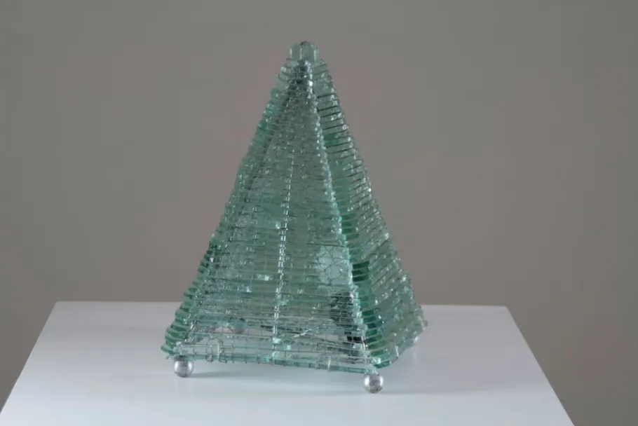 Online Pamono Glass & Metal Pyramid Table Lamp, 1970s