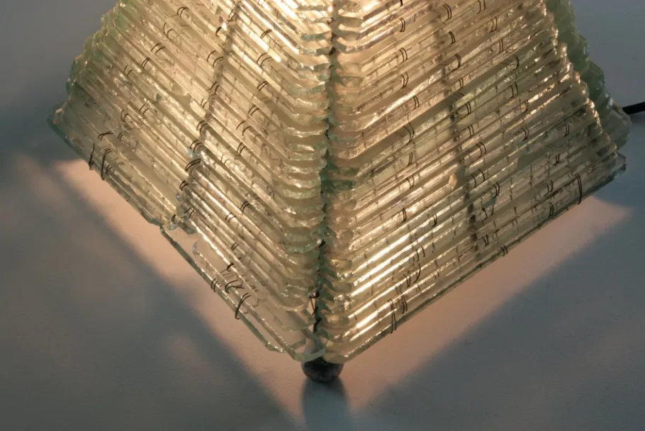 Online Pamono Glass & Metal Pyramid Table Lamp, 1970s