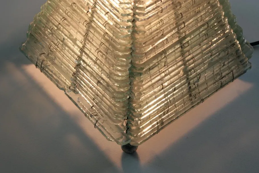 Online Pamono Glass & Metal Pyramid Table Lamp, 1970s