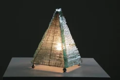 Online Pamono Glass & Metal Pyramid Table Lamp, 1970s