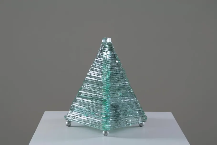 Online Pamono Glass & Metal Pyramid Table Lamp, 1970s