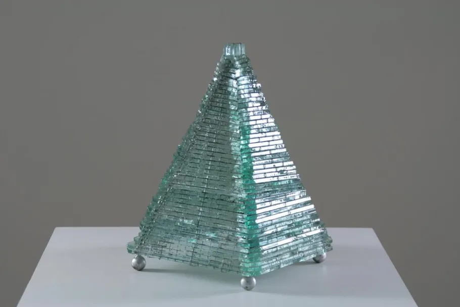 Online Pamono Glass & Metal Pyramid Table Lamp, 1970s