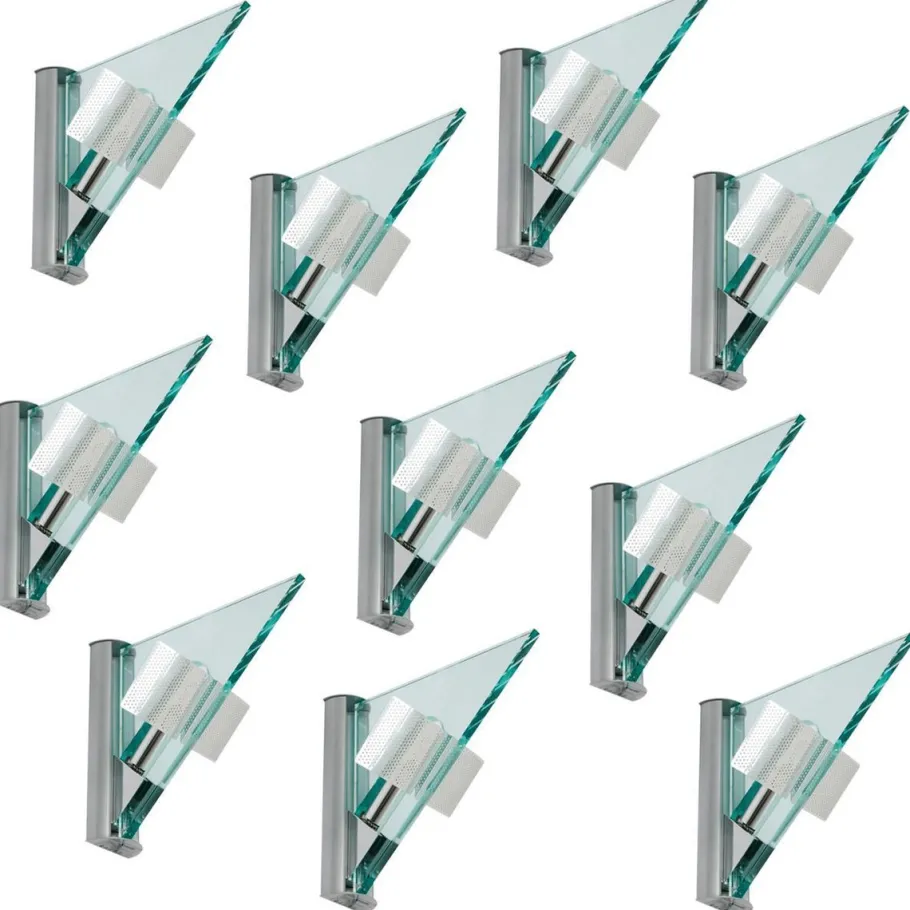 New Pamono Glass Aluminum Triangle Shaped Ikaro Wall Light by Carlo Forcolini for Artemide, 1984