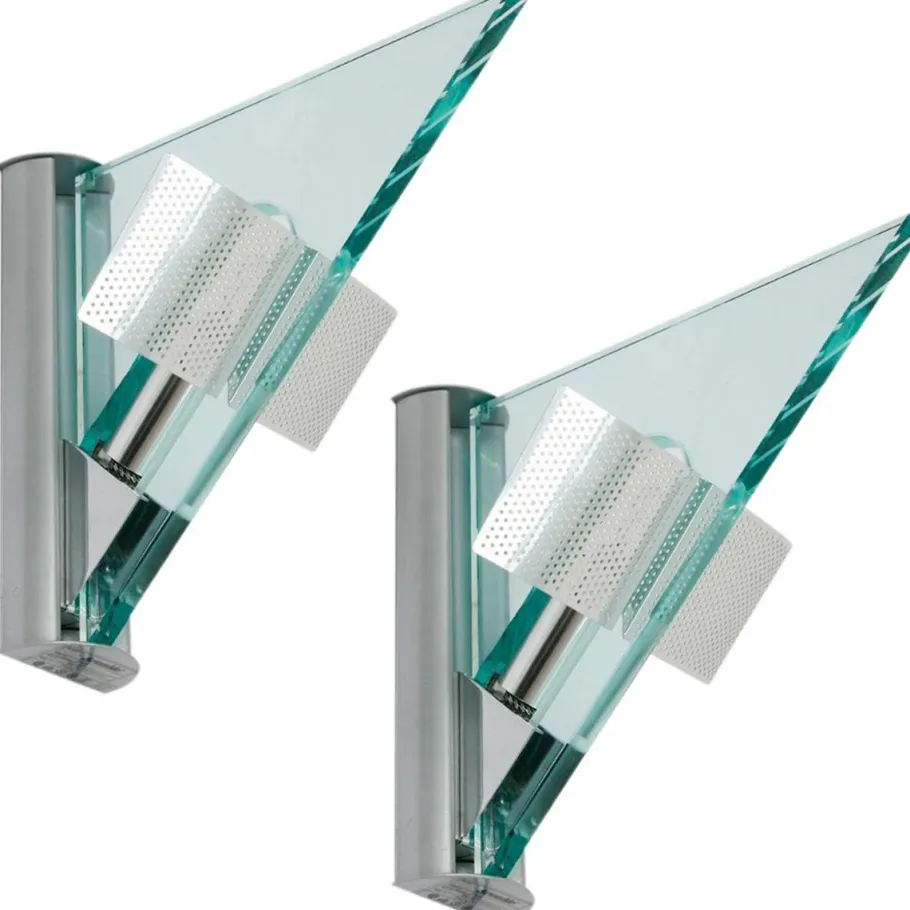 New Pamono Glass Aluminum Triangle Shaped Ikaro Wall Light by Carlo Forcolini for Artemide, 1984