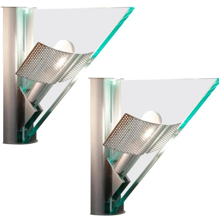 New Pamono Glass Aluminum Triangle Shaped Ikaro Wall Light by Carlo Forcolini for Artemide, 1984