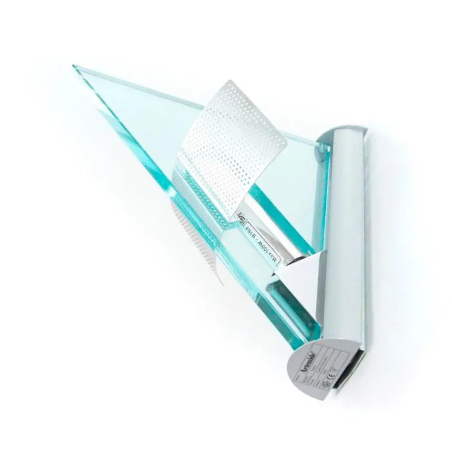 New Pamono Glass Aluminum Triangle Shaped Ikaro Wall Light by Carlo Forcolini for Artemide, 1984