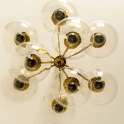 Discount Pamono Glass and Brass Chandelier in the style of Jakobsson, 1970s